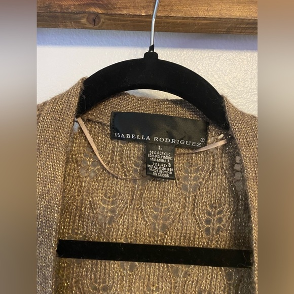 Isabella Rodriguez Brown Copper Metallic Belted Cardigan Short Sleeves Size Lg - Picture 7 of 9